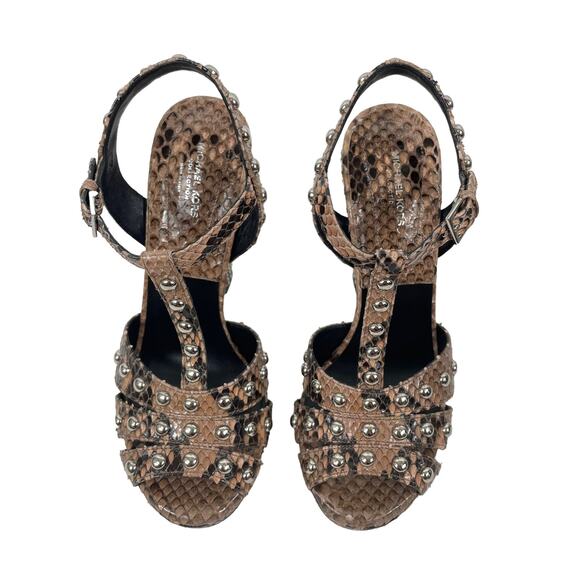 Michael Kors Rosanna Sandals Genuine Python Studded Size 37.5 - Picture 6 of 12